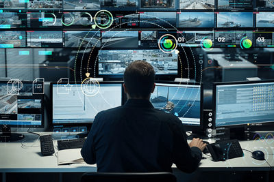 man working in Managed Security center