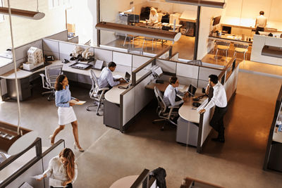 office with men and women working