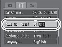 Procedure for adjusting file numbering PowerShot A610 and A620 and A700