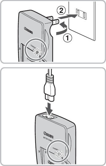 Procedure for charging the battery PowerShot SD1200 IS.