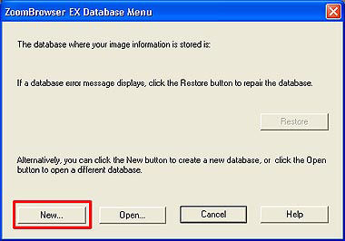 Delete and rebuild the ZoomBrowser EX 3.x database