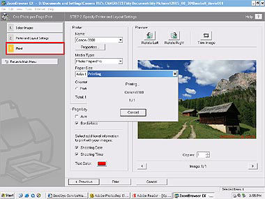 Printing an image using ZoomBrowser 5.x (One Photo per Page Print)