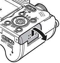 Procedure for inserting or removing the SD/MMC card PowerShot A610
