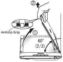 Opening the scanner cover fully to scan oversized items such as books ...