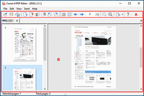 IJ Scan Utility (Windows) - PDF Edit Screen - TS8320