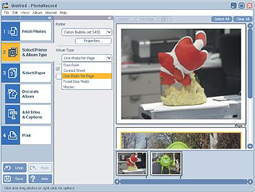 Printing an image using ZoomBrowser 5.x / PhotoRecord 2.x