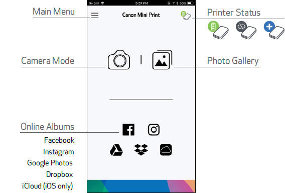 Canon Mini Photo Print App Screens - IVY Mini Photo Printer