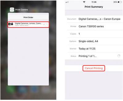 Deleting A Print Job On An iOS Device Using Airprint