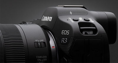 Close-up of a Canon EOS R3 camera