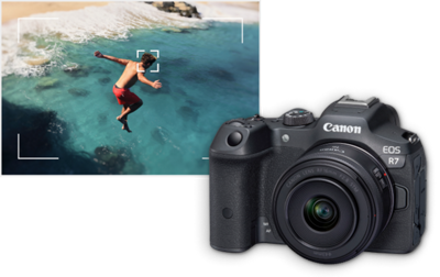 EOS R7 Fast Autofocus Sample with Person Jumping into a Lake