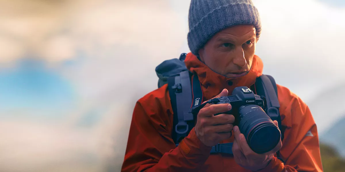 Man taking pictures in the outdoors