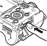 Procedure for inserting or removing the SD/MMC card PowerShot A610
