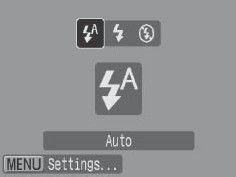 Procedure for setting the flash modes PowerShot SD1100 IS.