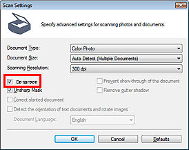 Adjustments for Descreen, Reduce Dust and Scratches, Fading and ...
