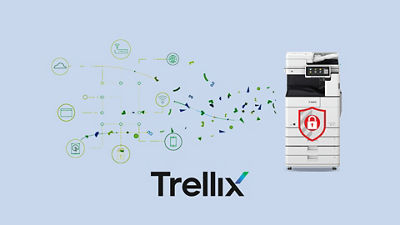 McAfee protected logo and a printer in the back