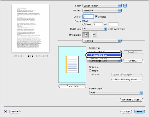 Printing from the MAC on 2 sides of the paper. (Duplex Printing)