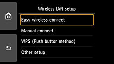 Other setup screen: Select Easy wireless connect