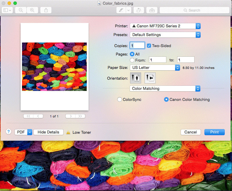 Mac Color Matching (Color imageCLASS)
