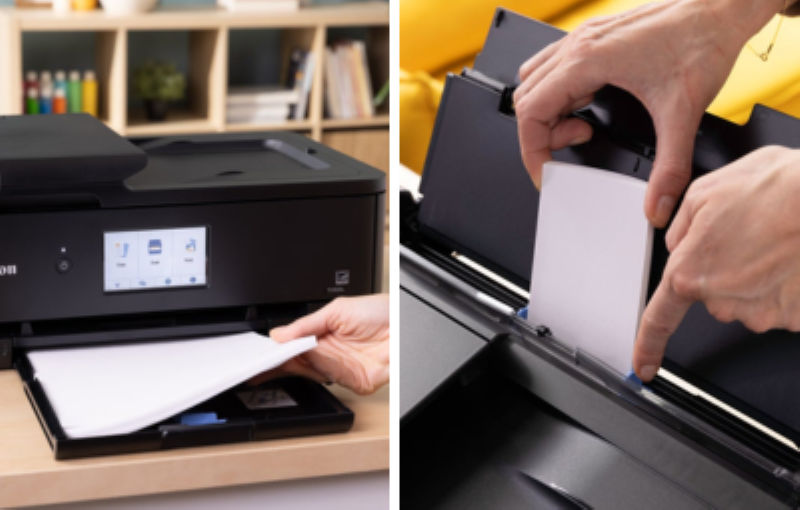 -PIXMA TS9520a - Personne chargeant du papier dans le bac