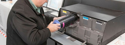 Colorful ink splattered on surface.