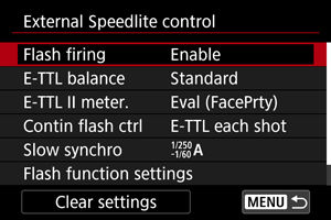 EOS R5: Flash Function Settings