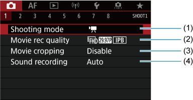EOS R6: Tab Menus: Movie Recording