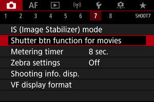 EOS R5: Shutter Button Function for Movies