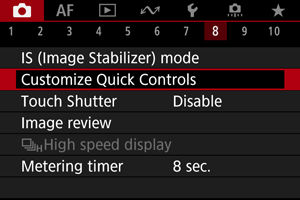 EOS R8: Customizing Quick Controls