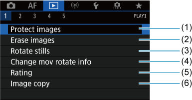 EOS R6 Tab Menus: Playback