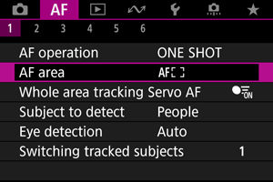 EOS R8: Selecting the AF Area