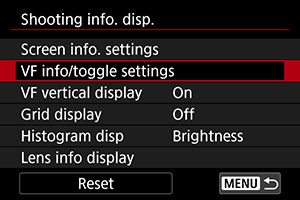EOS R10: Shooting Information Display