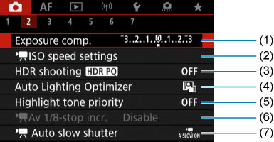 EOS R10: Tab Menus: Movie Recording