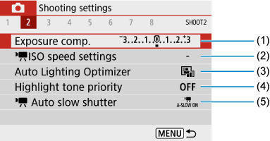EOS R100: Tab Menus: Movie Recording