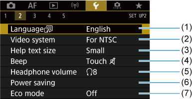 EOS R6: Tab Menus: Set-up