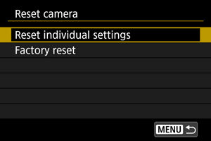 EOS R3: Resetting the Camera
