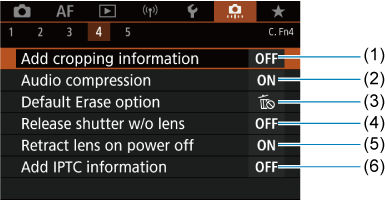 EOS R6 Tab Menus: Customization
