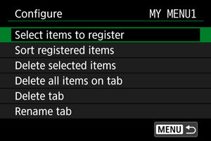 EOS R5: Registering My Menu