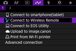 EOS R50: Connecting to a Wireless Remote Control