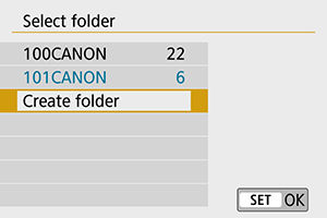 EOS REBEL T8i: Selecting a Folder