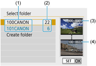 EOS REBEL T8i: Selecting a Folder