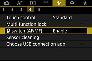EOS R10: Focus Mode Switch (AF/MF)