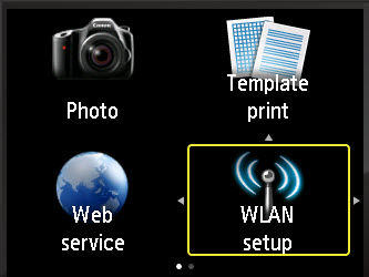 Use the arrows to select WLAN setup