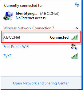 Windows 7 network name displayed