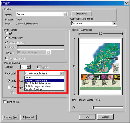 Disable the "Choose paper source by PDF page size option" on the Print ...