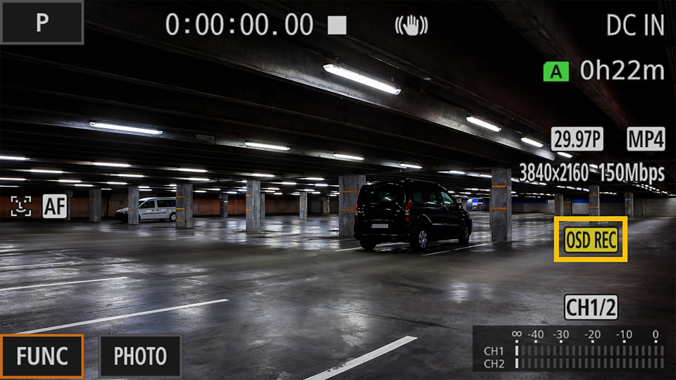 Sample Image of on camera screen modes, including shutter speed, aperture, recording settings and more
