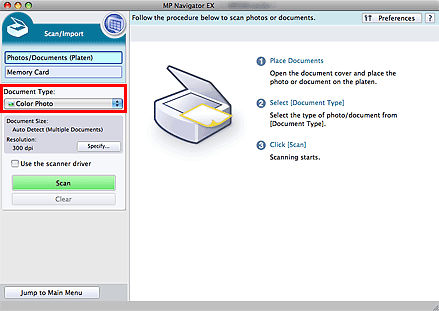 Scan using MP Navigator EX - MG8220 (Mac OS X)