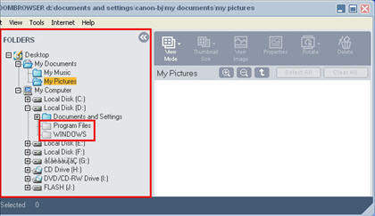 Opening ZoomBrowser EX 4.0 folders