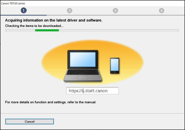 The installer will acquire information on the latest drivers and software for the printer. Please wait