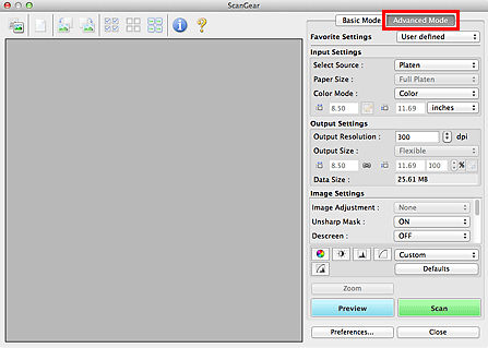 ScanGear Starter EX - Scanning with Advanced Mode (macOS) - LiDE 120 ...