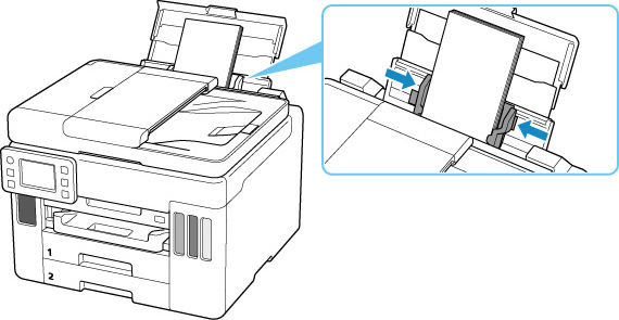 Slide the right paper guide to align with both sides of the envelopes